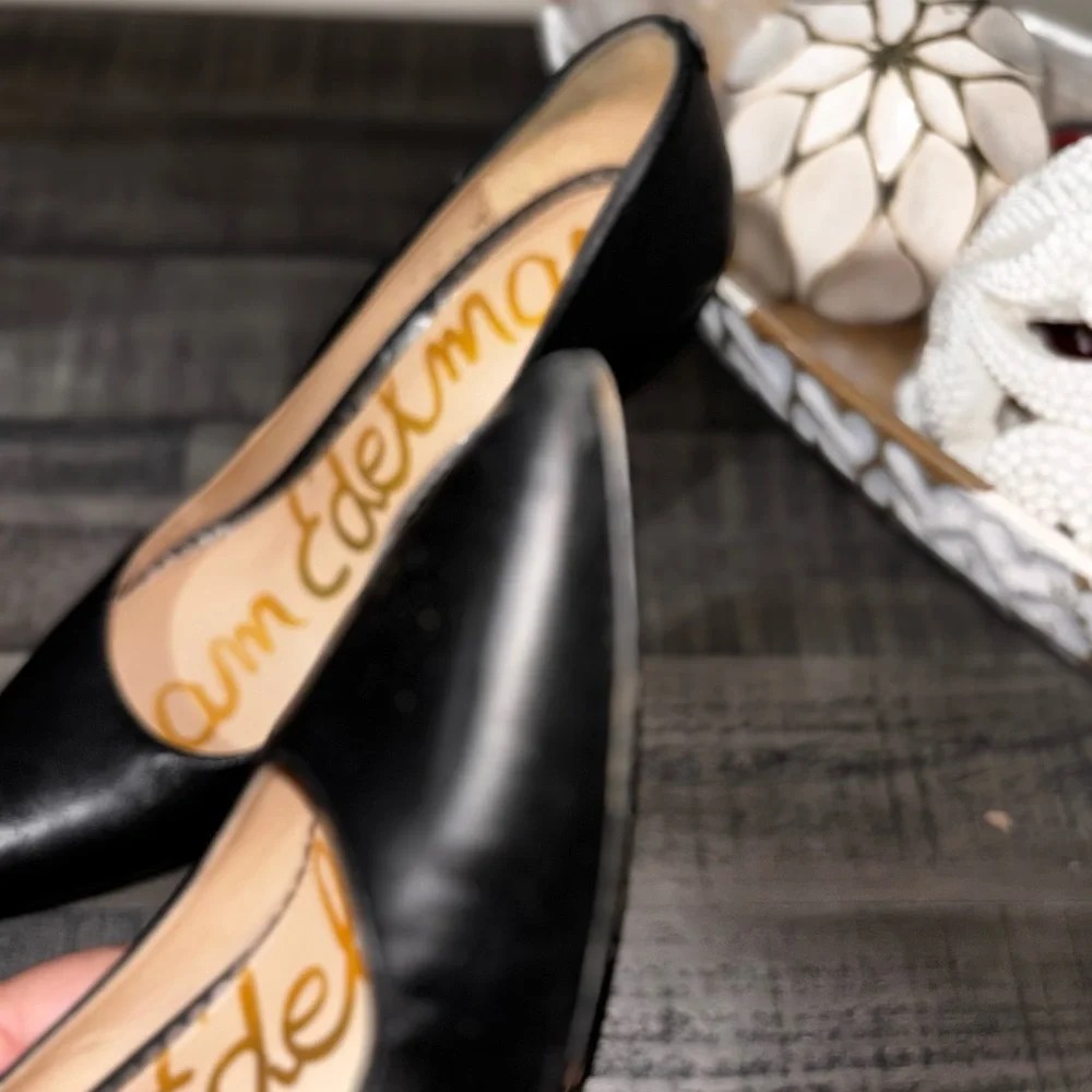 SAM EDELMAN Women's Black Leather Danna Pointed-Toe Stiletto Pumps SZ 8 - Picture 8 of 11